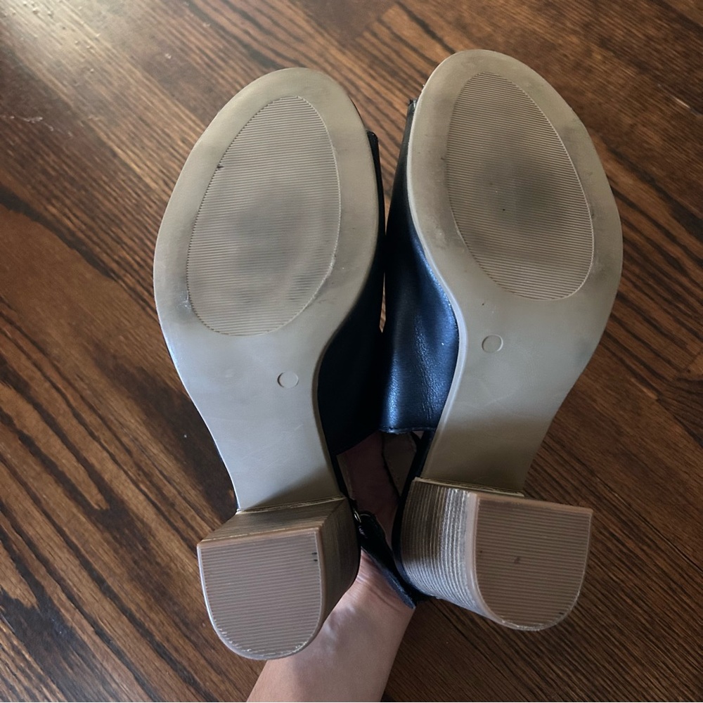 Seychelles Black Peep Toe Leather High Heel Sandals Size 8 - Picture 8 of 10